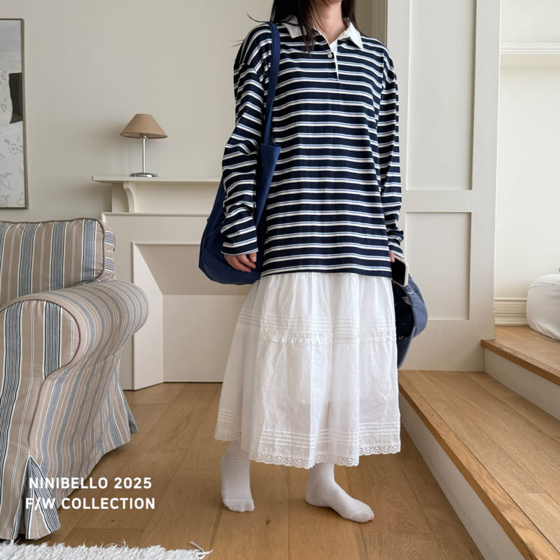 Ninibello - Korean Women Fashion - #womensfashion - Multi Stripe Collar Tee (Adult) - 11