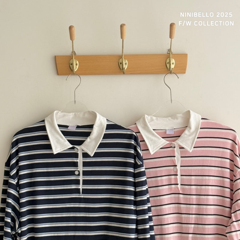 Ninibello - Korean Women Fashion - #womensfashion - Multi Stripe Collar Tee (Adult) - 3