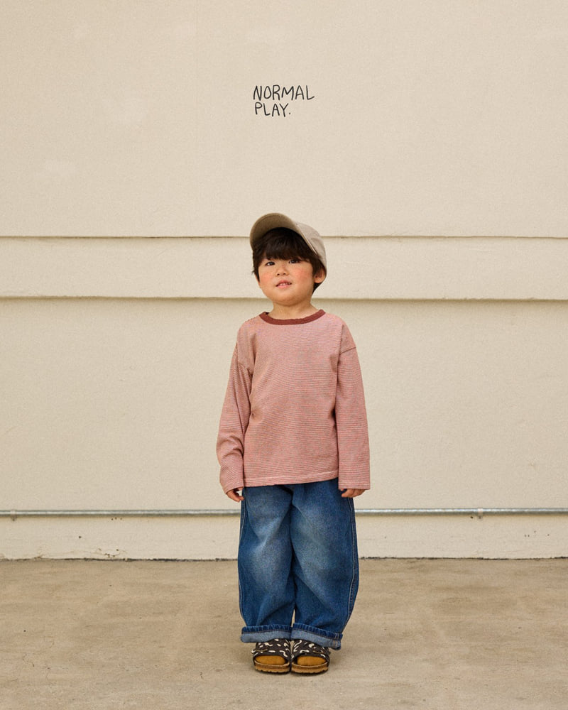 Normalplay - Korean Children Fashion - #kidsshorts - Caramel Stripe Tee - 9