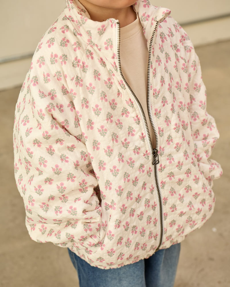 Normalplay - Korean Children Fashion - #prettylittlegirls - Flower Quilted Zip-Up - 12