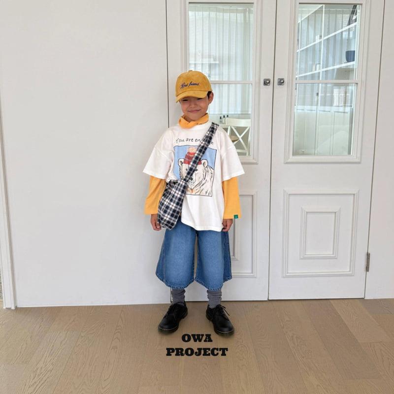 O Wa - Korean Children Fashion - #littlefashionista - Cut 8-Part Denim Pants - 10