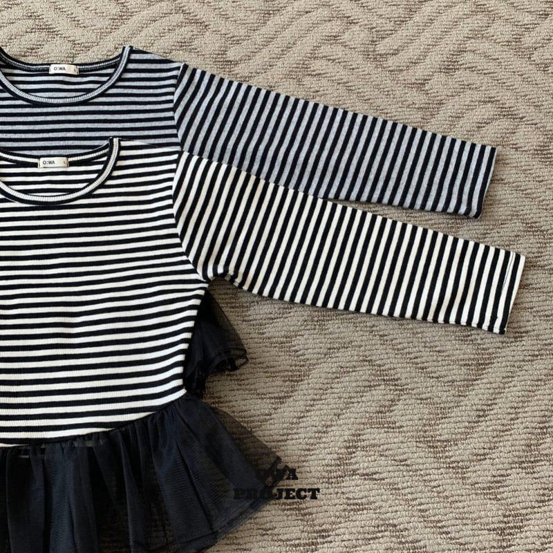 O Wa - Korean Children Fashion - #magicofchildhood - Stripe Tulle Tee - 2