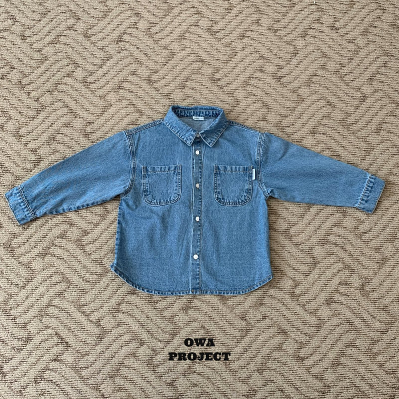 O Wa - Korean Children Fashion - #minifashionista - Pocket Denim Shirt