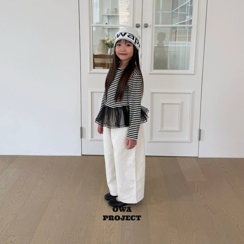 O Wa - Korean Children Fashion - #minifashionista - Stripe Tulle Tee - 4