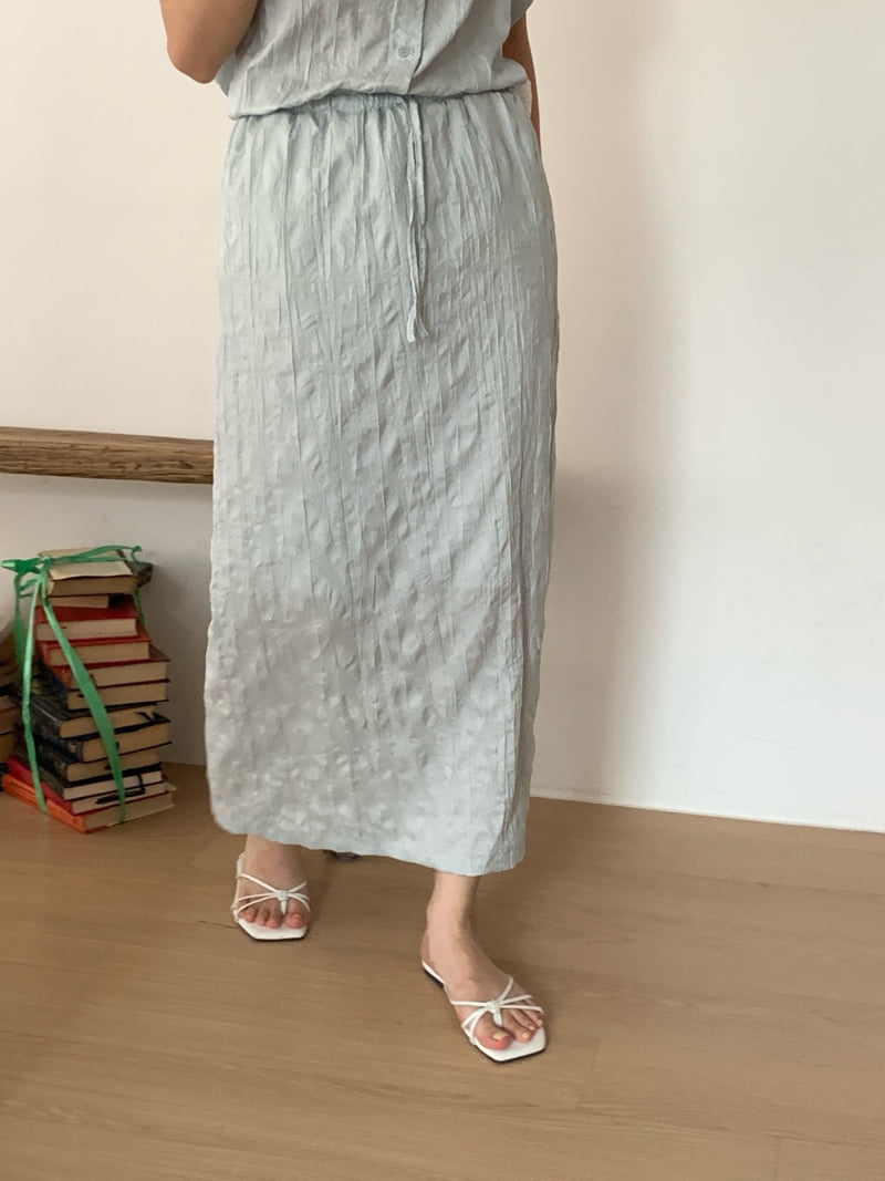 Osense - Korean Women Fashion - #momslook - Crease Long Skirt - 3