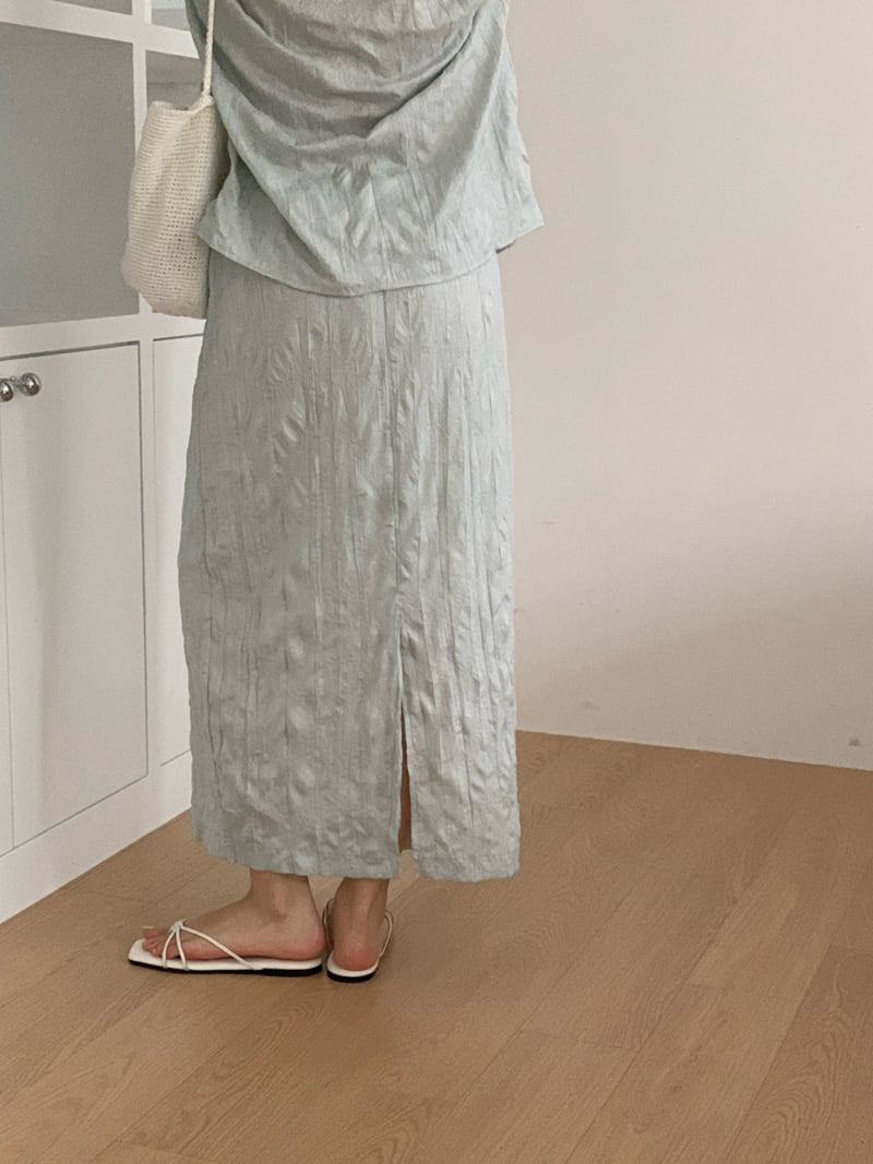 Osense - Korean Women Fashion - #momslook - Crease Long Skirt - 4