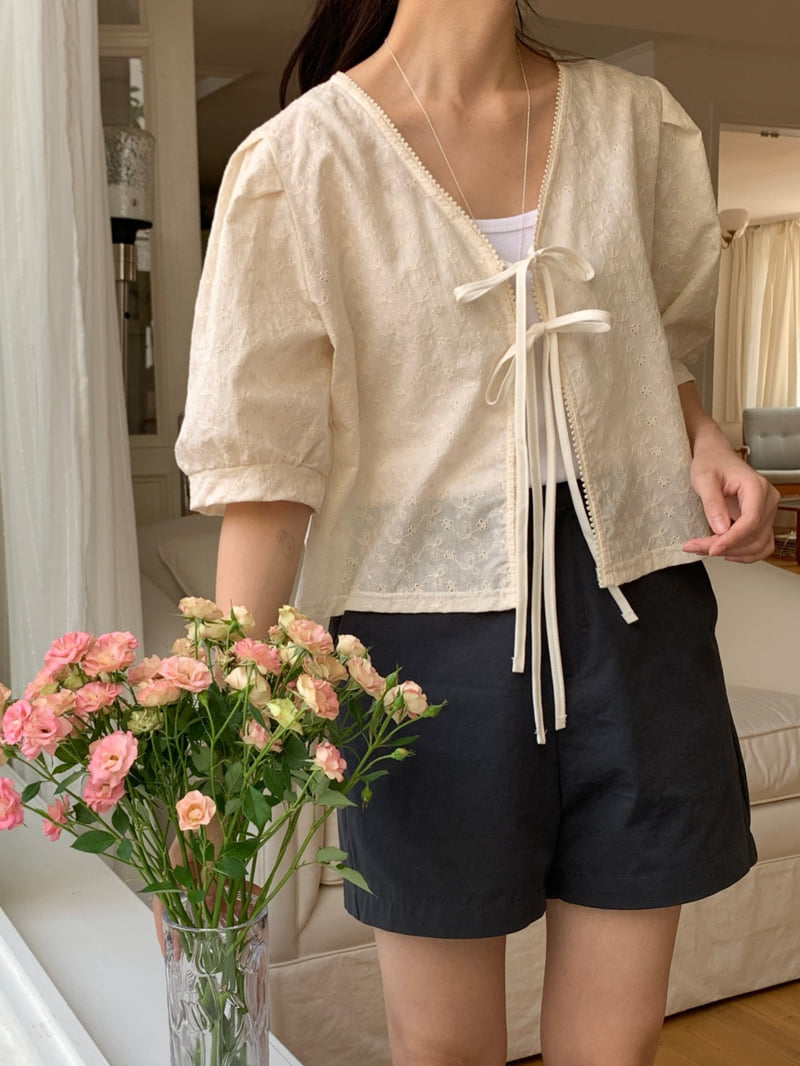 Osense - Korean Women Fashion - #momslook - Ribbon Open Blouse - 10