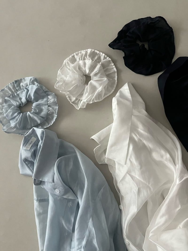 Osense - Korean Women Fashion - #pursuepretty - Beach Tencel Shirt (Scrunchie Set) - 11