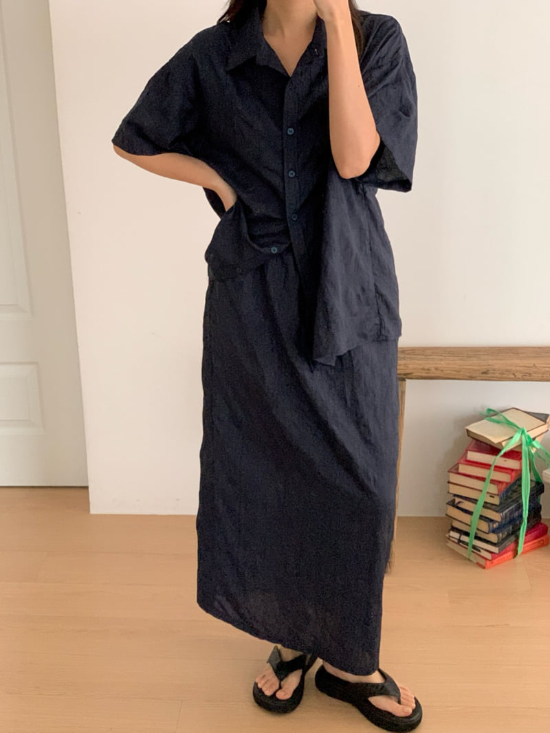 Osense - Korean Women Fashion - #pursuepretty - Crease Long Skirt - 9