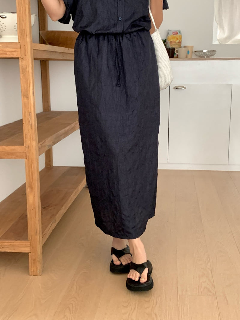 Osense - Korean Women Fashion - #romanticstyle - Crease Long Skirt - 11