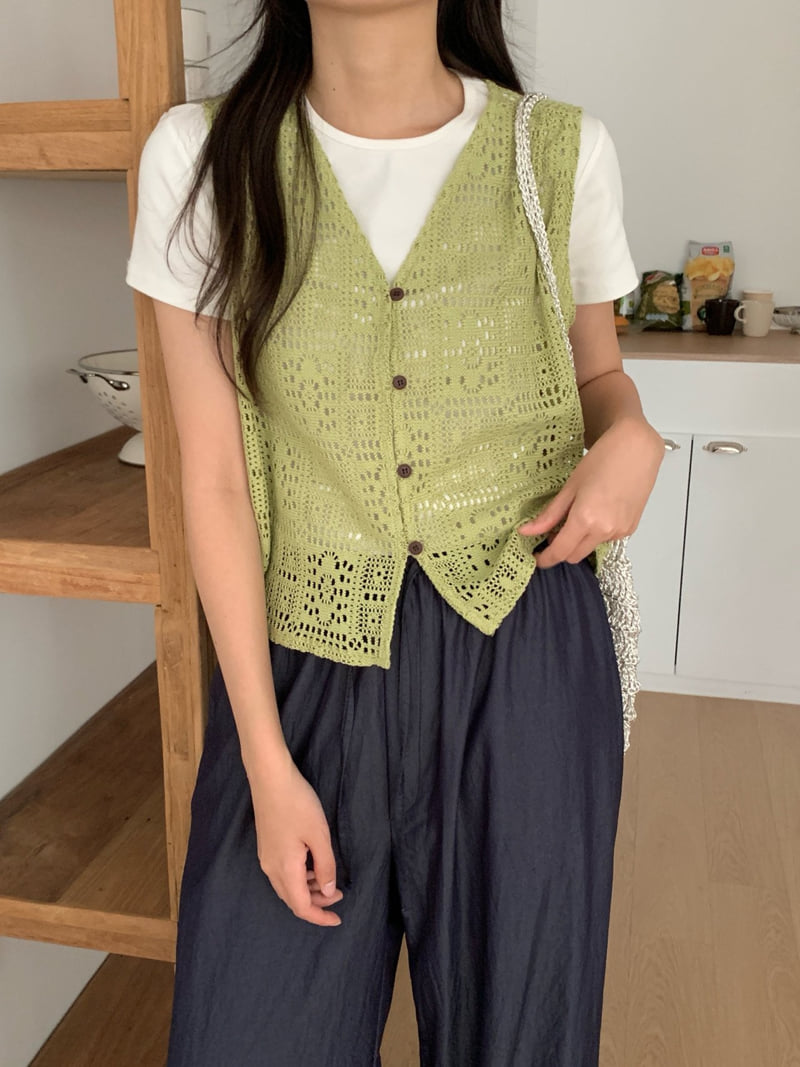 Osense - Korean Women Fashion - #romanticstyle - Crochet Vest - 10