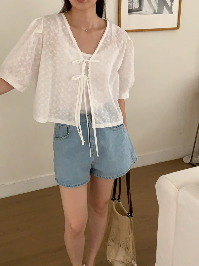 Osense - Korean Women Fashion - #shopsmall - Ribbon Open Blouse - 5