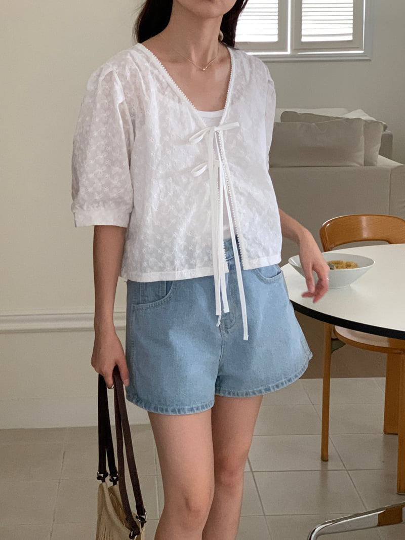 Osense - Korean Women Fashion - #thatsdarling - Ribbon Open Blouse - 6
