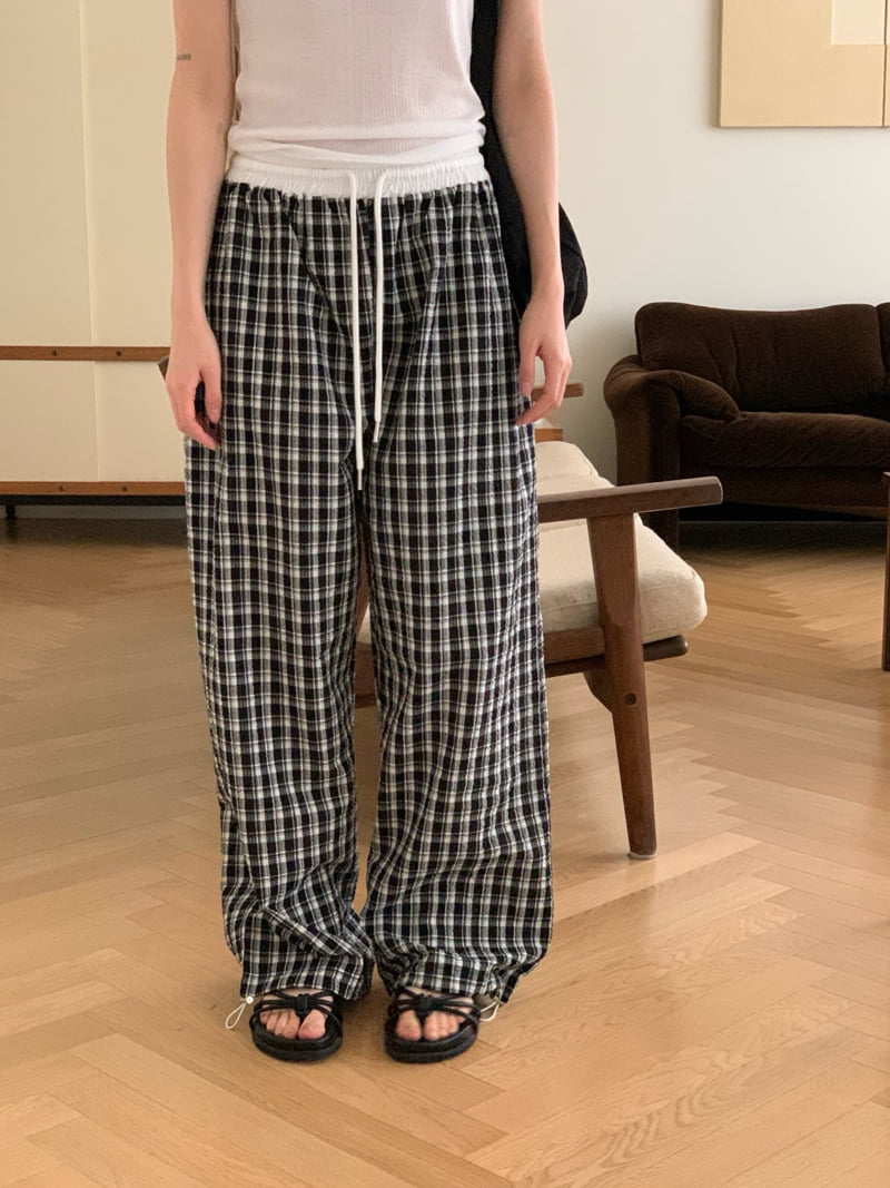 Osense - Korean Women Fashion - #thatsdarling - Cube Check Two-Way Pants - 5