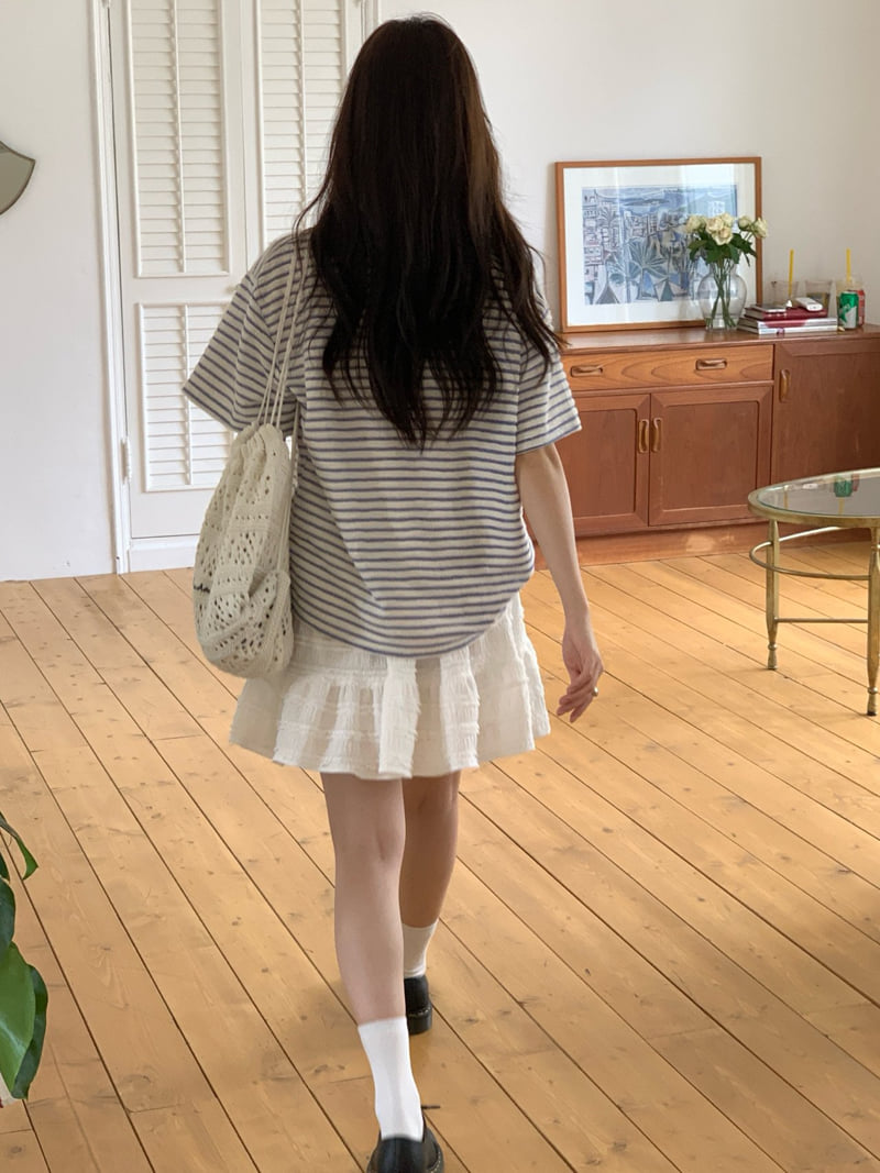 Osense - Korean Women Fashion - #thelittlethings - Ocean Half-Open Collar Tee - 12