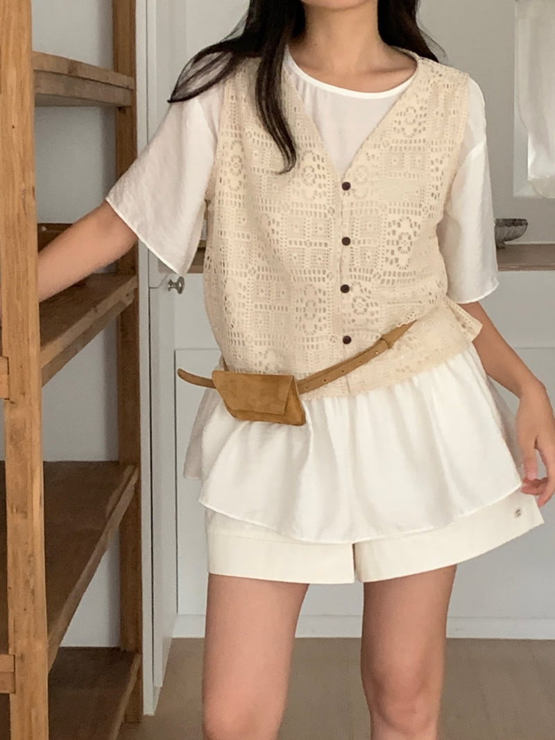 Osense - Korean Women Fashion - #vintageinspired - Crochet Vest - 6