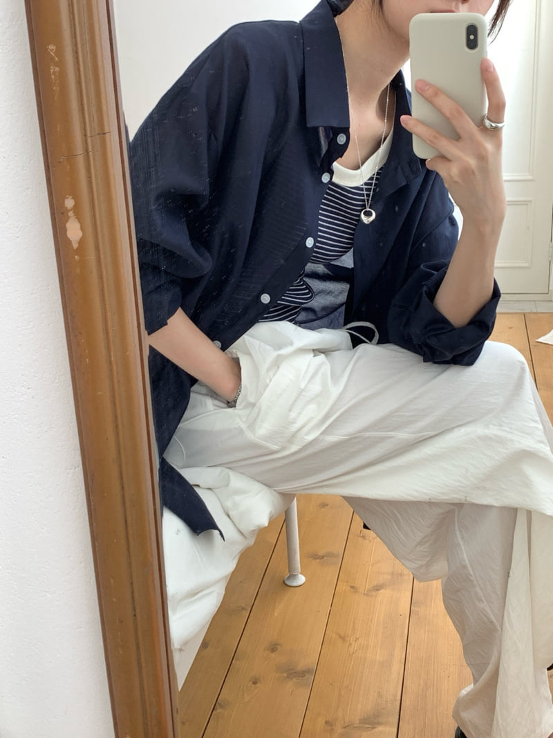 Osense - Korean Women Fashion - #vintagekidsstyle - Beach Tencel Shirt (Scrunchie Set) - 10