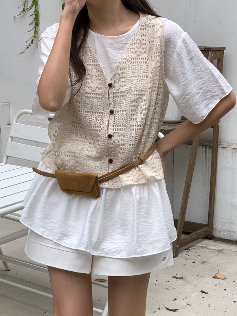 Osense - Korean Women Fashion - #womensfashion - Crochet Vest - 5