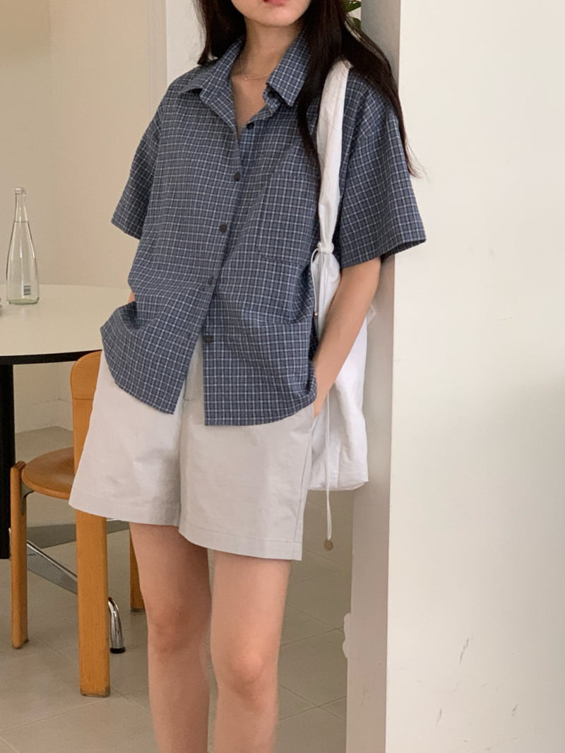 Osense - Korean Women Fashion - #womensfashion - Buddy Checkered Short Sleeve Shirt