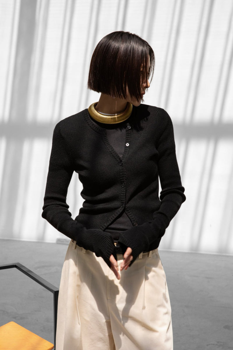Paper Moon - Korean Women Fashion - #momslook - Ribbed Button Knit Cardigan - 5