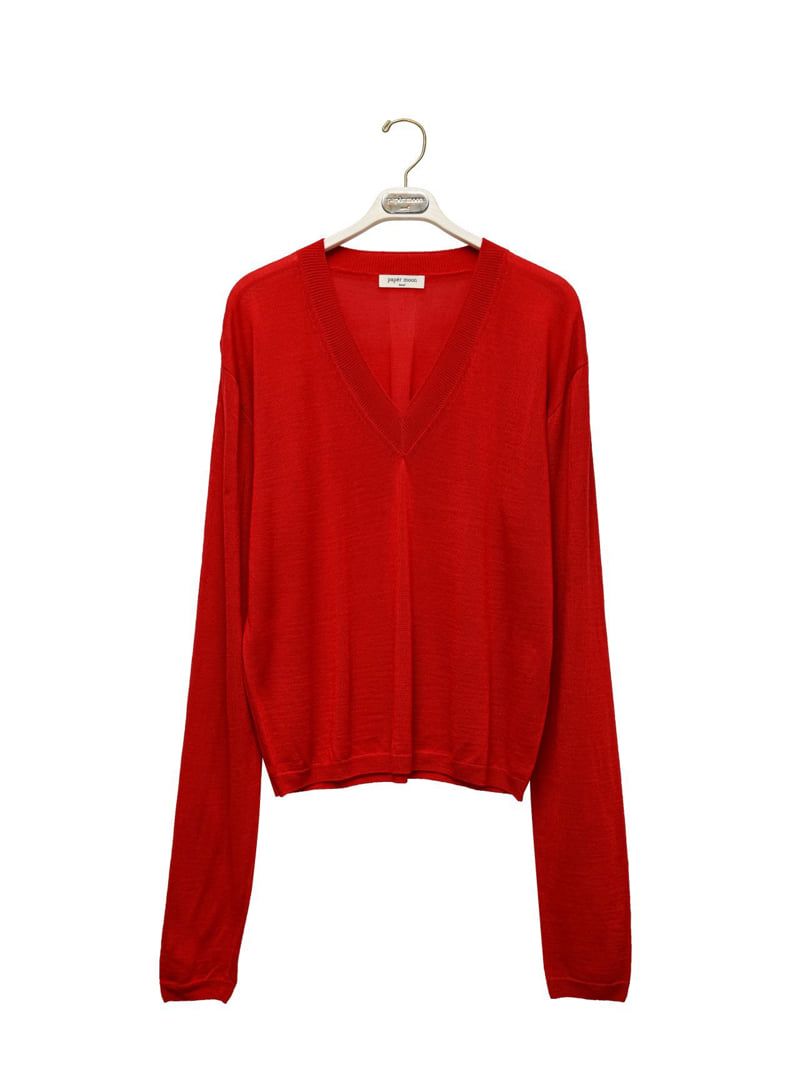Paper Moon - Korean Women Fashion - #momslook - Wool-Silk V-Neck Knit - 5