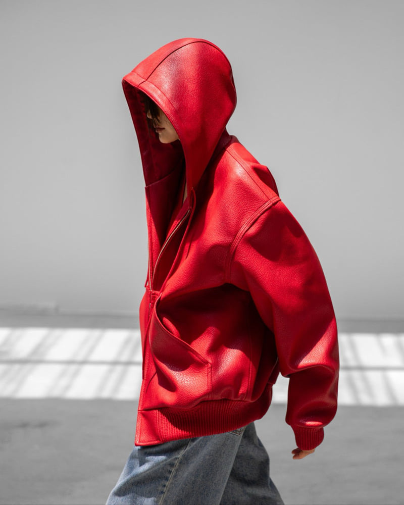 Paper Moon - Korean Women Fashion - #momslook - Oversized Hooded Zip-Up Jacket