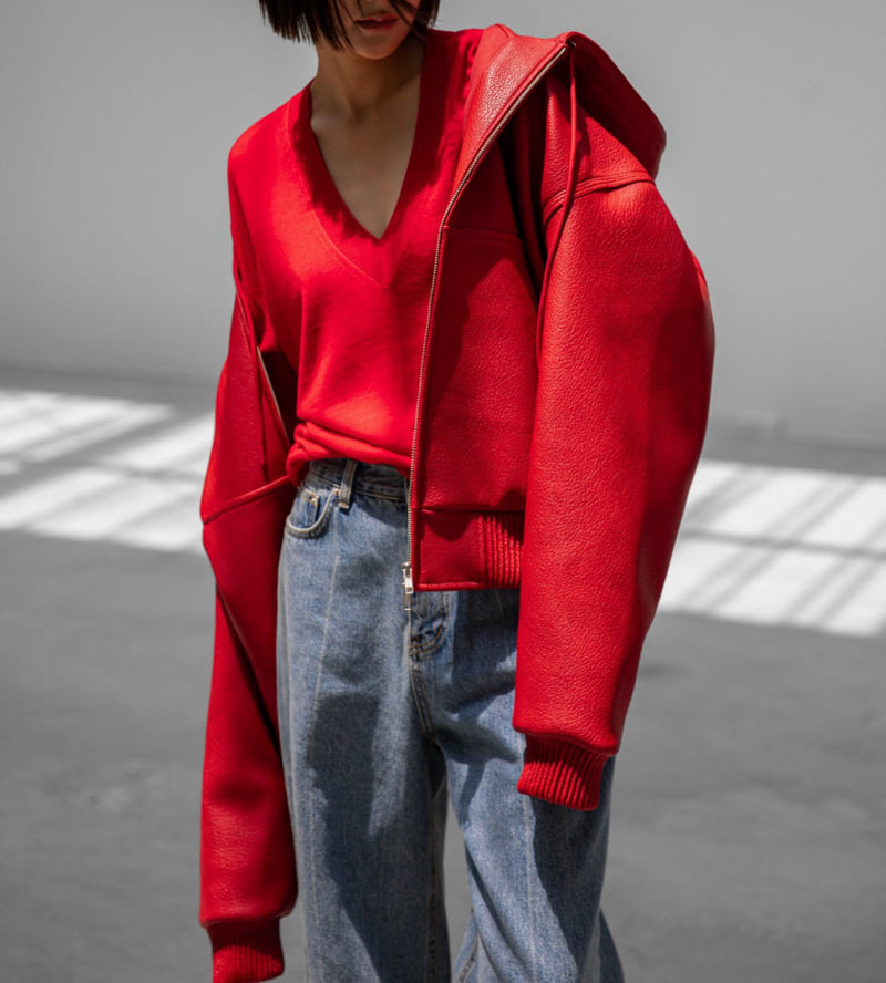 Paper Moon - Korean Women Fashion - #momslook - Oversized Hooded Zip-Up Jacket - 3