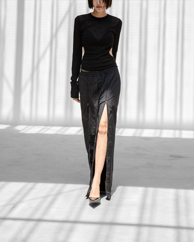Paper Moon - Korean Women Fashion - #momslook - Front Zip Open Detail Banding Nylon Trousers - 4