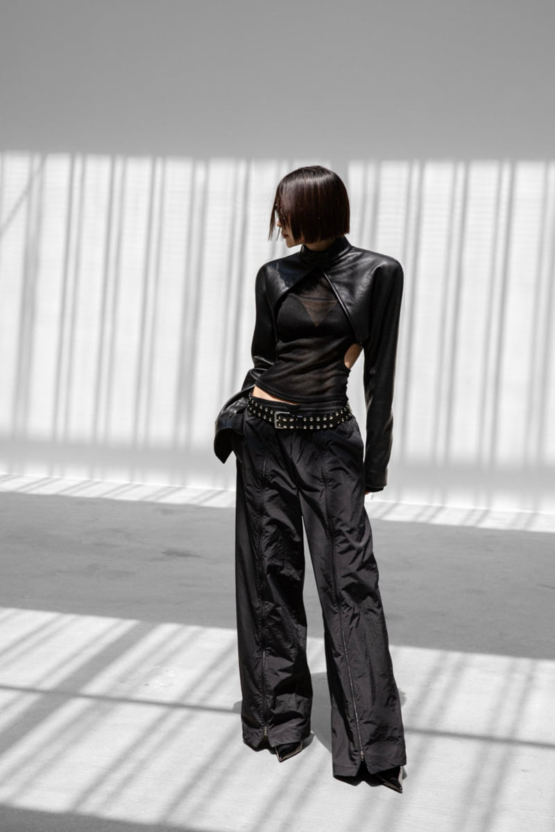 Paper Moon - Korean Women Fashion - #womensfashion - Front Zip Open Detail Banding Nylon Trousers - 8
