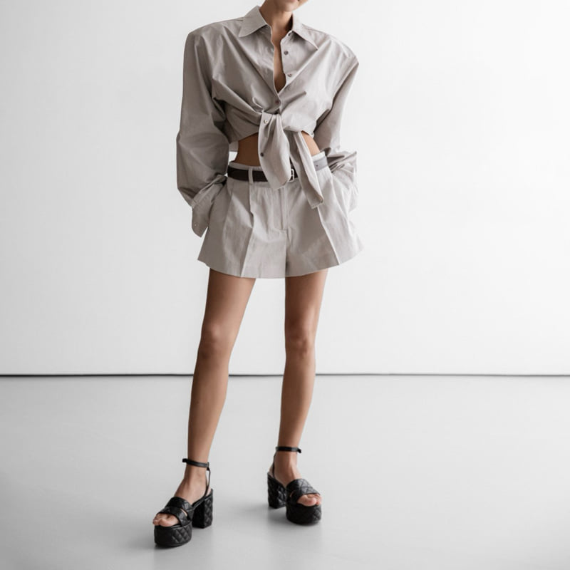Paper Moon - Korean Women Fashion - #womensfashion - Round Cut Hem Detail Button-Down Shirt - 6