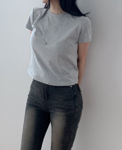 Pastel Deer - Korean Women Fashion - #momslook - Modal Crop Short Sleeve Tee - 6