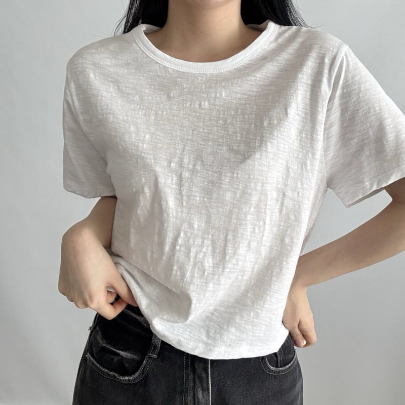 Pastel Deer - Korean Women Fashion - #womensfashion - Slub Crop Short Sleeve Tee - 4