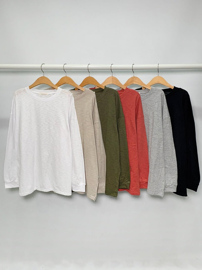Pastel Deer - Korean Women Fashion - #momslook - Slub Ribbed Long Sleeve Tee