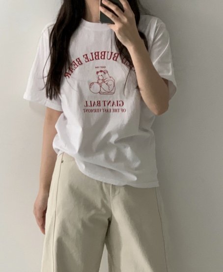 Pastel Deer - Korean Women Fashion - #momslook - Bubble Bear Short Sleeve Tee - 2