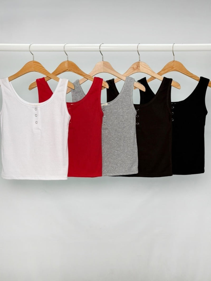 Pastel Deer - Korean Women Fashion - #momslook - Dotdot Henley Sleeveless