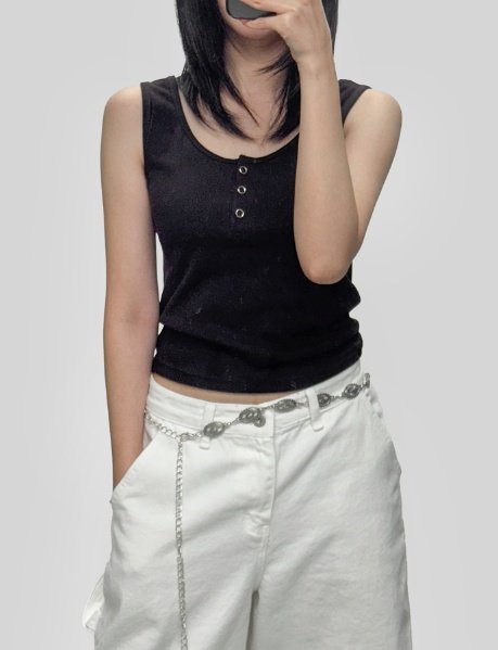 Pastel Deer - Korean Women Fashion - #momslook - Dotdot Henley Sleeveless - 3