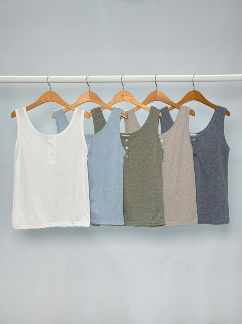 Pastel Deer - Korean Women Fashion - #momslook - Button Henley Sleeveless