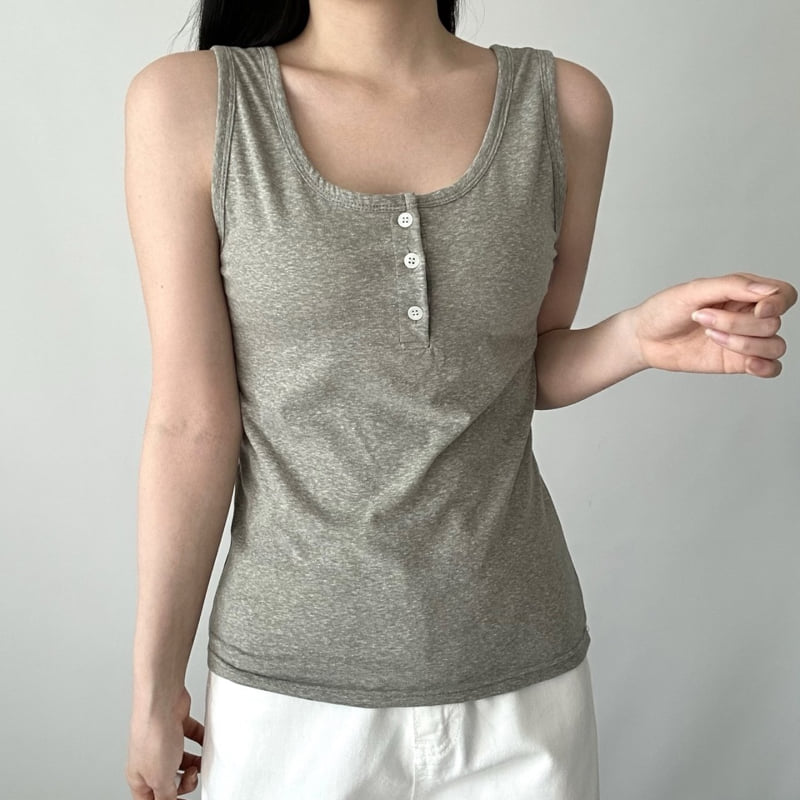 Pastel Deer - Korean Women Fashion - #momslook - Button Henley Sleeveless - 2