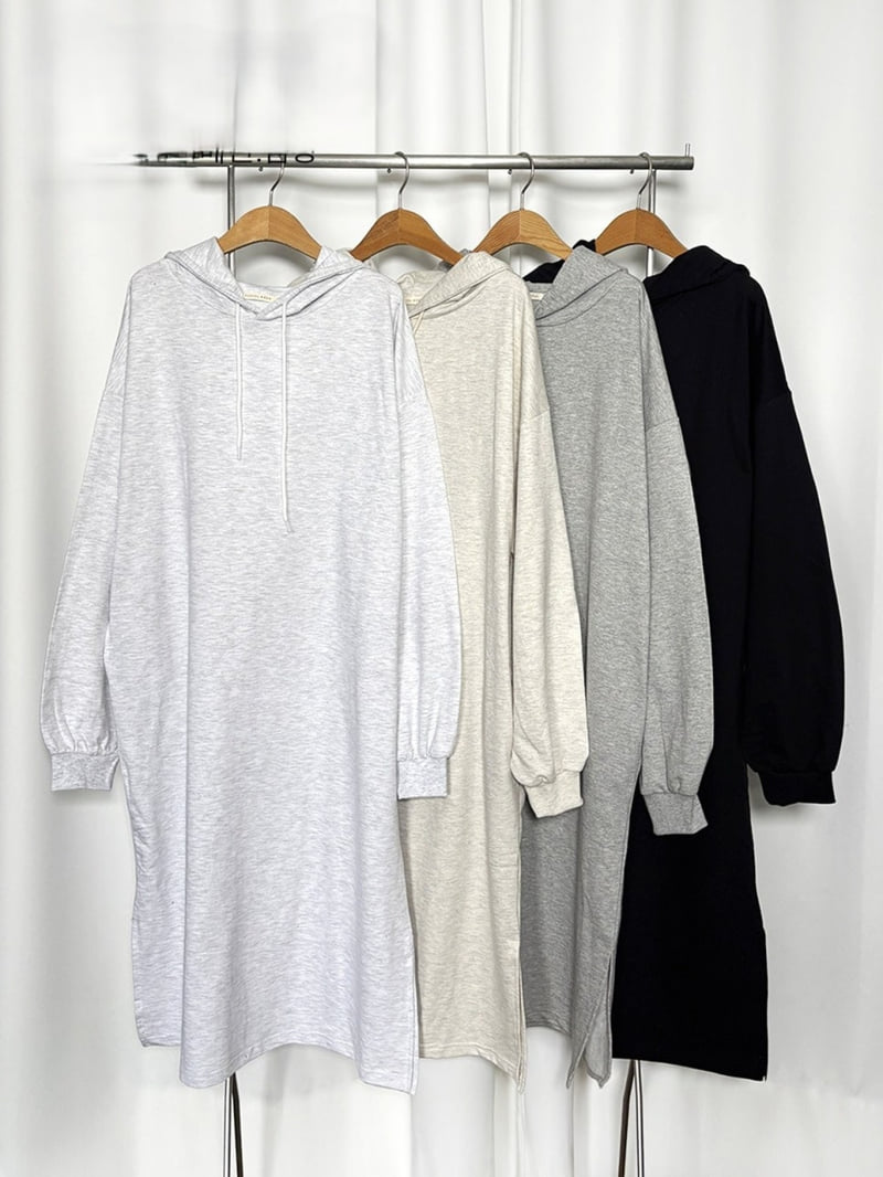 Pastel Deer - Korean Women Fashion - #momslook - Basic Slit Hoodie One-piece - 8