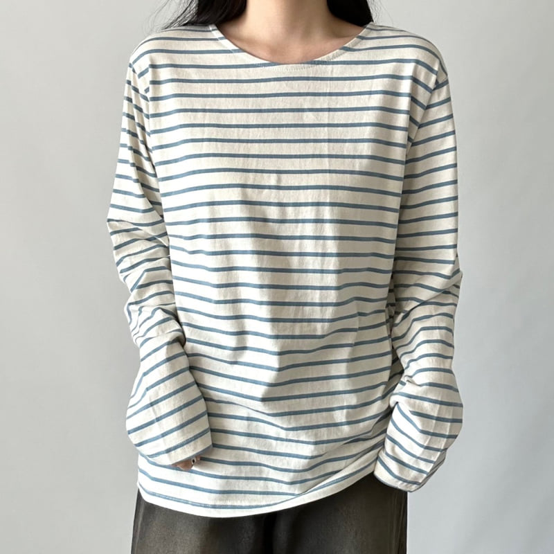 Pastel Deer - Korean Women Fashion - #momslook - Cotton Stripe Long Sleeve Tee - 6