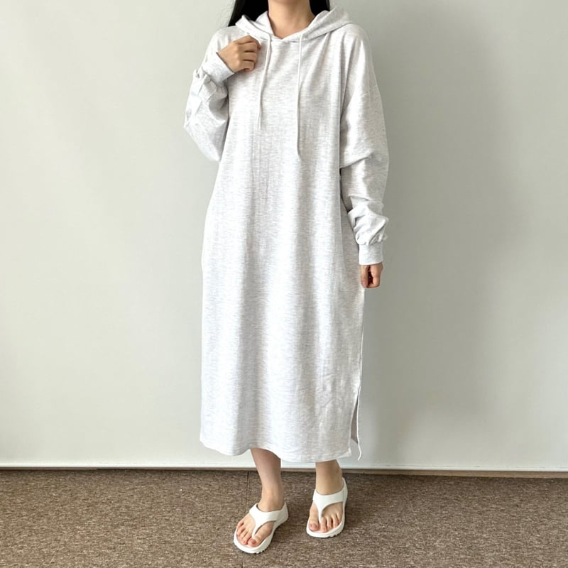 Pastel Deer - Korean Women Fashion - #pursuepretty - Basic Slit Hoodie One-piece - 2