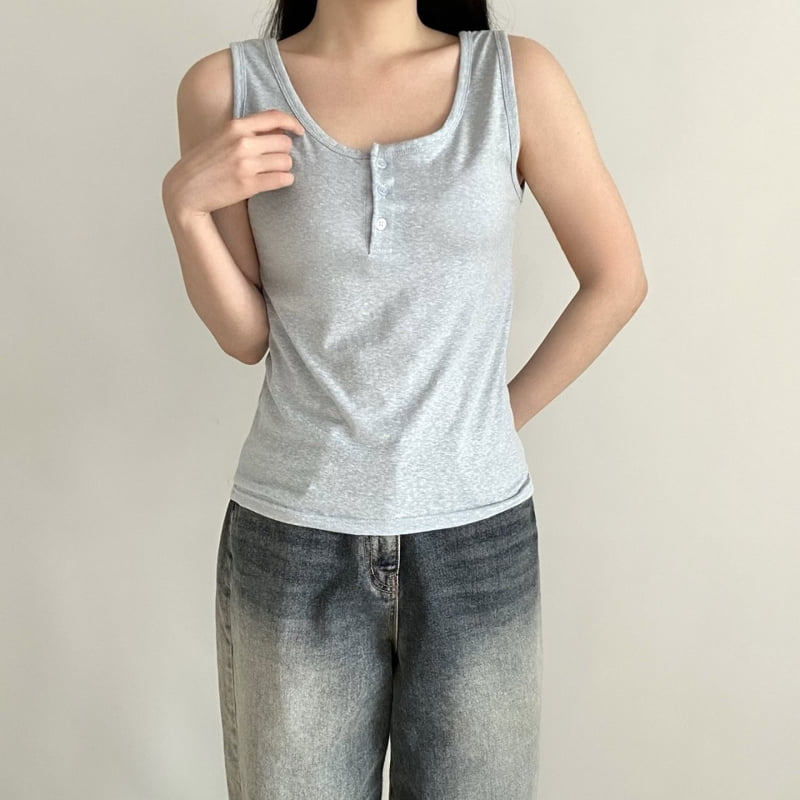 Pastel Deer - Korean Women Fashion - #restrostyle - Button Henley Sleeveless - 7