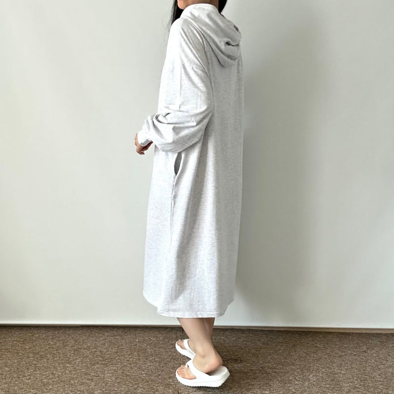 Pastel Deer - Korean Women Fashion - #restrostyle - Basic Slit Hoodie One-piece - 3