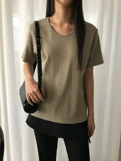 Pastel Deer - Korean Women Fashion - #romanticstyle - Modal U-neck Short Sleeve Tee - 5