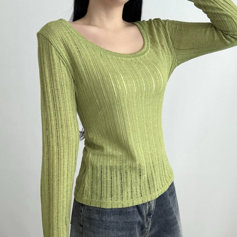 Pastel Deer - Korean Women Fashion - #restrostyle - Linen U-neck Long Sleeve Tee - 4