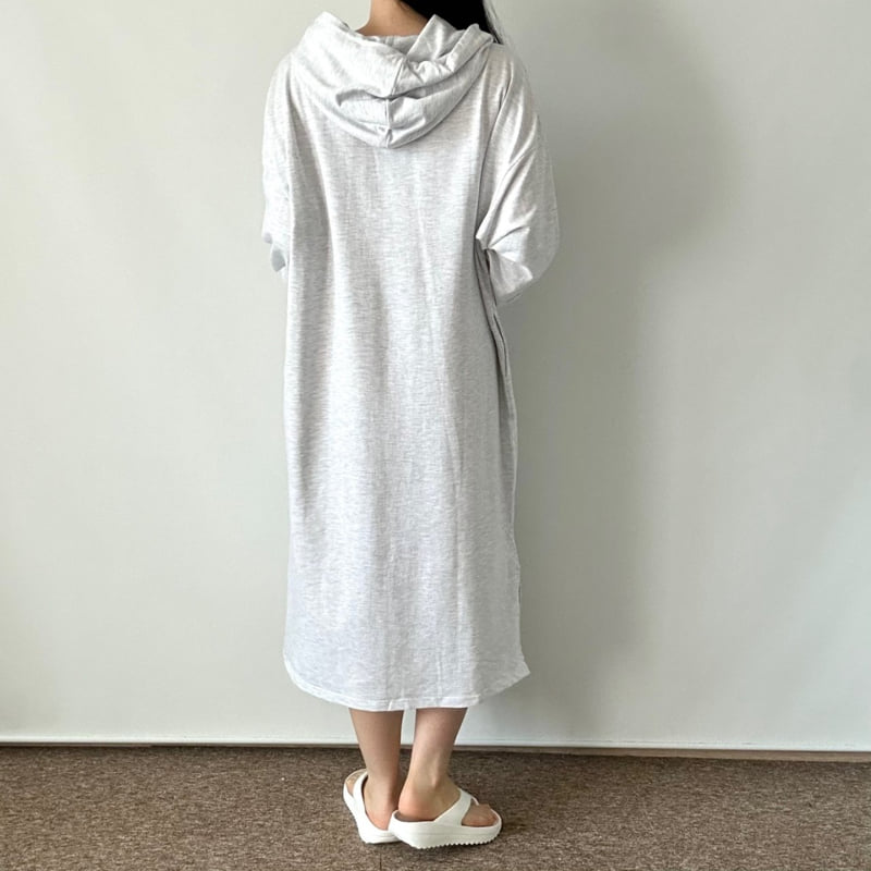 Pastel Deer - Korean Women Fashion - #restrostyle - Basic Slit Hoodie One-piece - 4