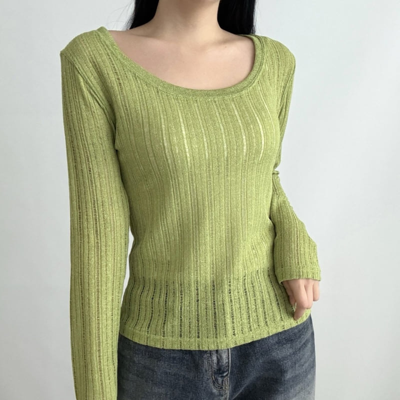 Pastel Deer - Korean Women Fashion - #shopsmall - Linen U-neck Long Sleeve Tee - 5