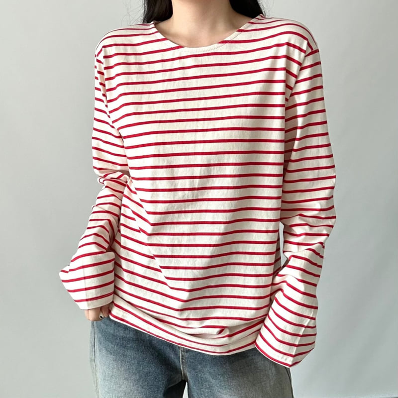 Pastel Deer - Korean Women Fashion - #shopsmall - Cotton Stripe Long Sleeve Tee - 3