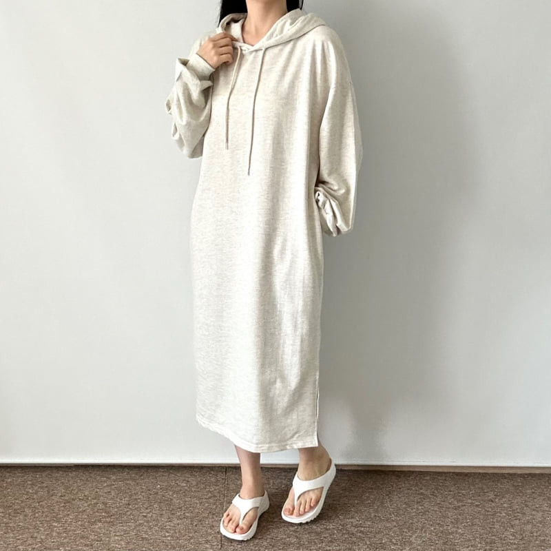 Pastel Deer - Korean Women Fashion - #thatsdarling - Basic Slit Hoodie One-piece - 6
