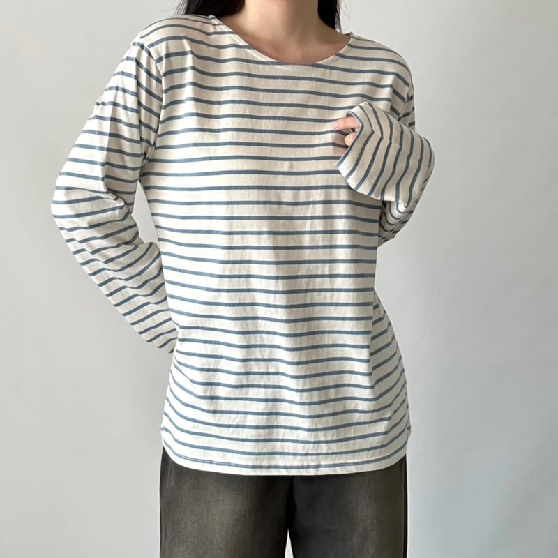Pastel Deer - Korean Women Fashion - #thelittlethings - Cotton Stripe Long Sleeve Tee - 5